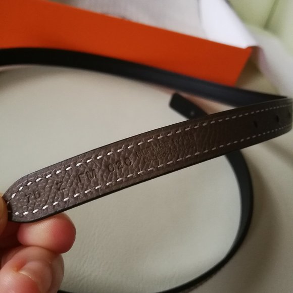 Authentic New Hermes Belt Leather Strap Reversible (no buckle) 70CM étoupe/noir - Picture 4 of 12